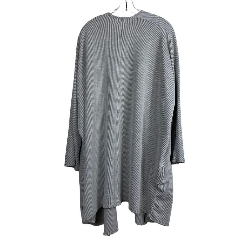 Anthropologie‎ Donni Grey Ribbed Draped Long Open Cardigan Pockets One Size Fits - Picture 7 of 9